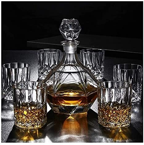 decantador Whisky Decanter Wine Decanter 7 piezas Whisky Decanter Set 100% Glass Whisky & Spirit Decanter 800ml