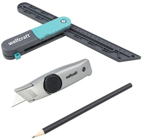 wolfcraft Vinylboden-Verlege-Set, 3-tlg., 6978000, Für das passgenaue Verlegen von Vinylböden bis 6 mm Stärke