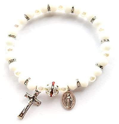 Stretch-Rosenkranz-Armband mit Jesus-Kruzifix, elastisches Perlenarmband, Ornament, Gebetsperlen-Armband, religiöse Geschenke