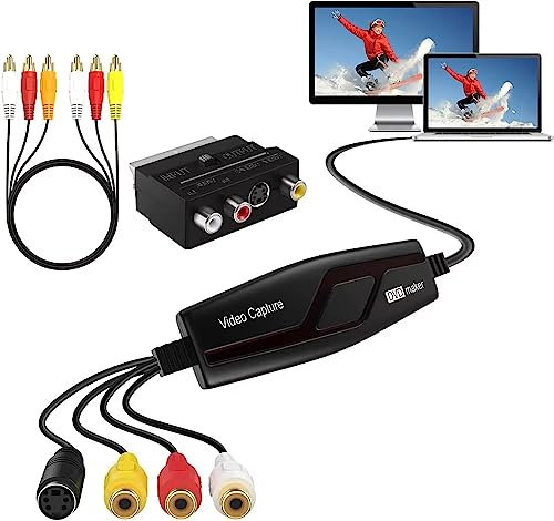 Scheda di acquisizione video Capture Card, HD 1080P Scheda di acquisizione USB 2.0, Video Grabber per RCA a USB-Convertire VHS VCR Hi8 Mini DV a digitale, per PC, TV, lettore a nastro, videocamera