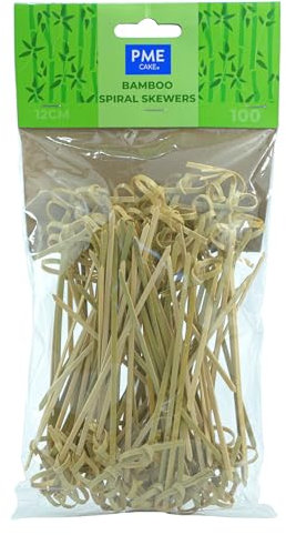 PME Brochetas de Bambú en Espiral de 12 cm, Paquete de 100
