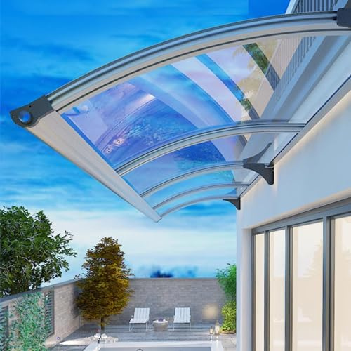 Marquesina en Arco de Escritorio y Lluvia,Marquesina para Puertas de Entrada de Casa de Aluminio y Policarbonato de 2.5 Mm,Protección Uv Lluvia Nieve,65-150 Cm de Ancho (100x300cm/39x118)