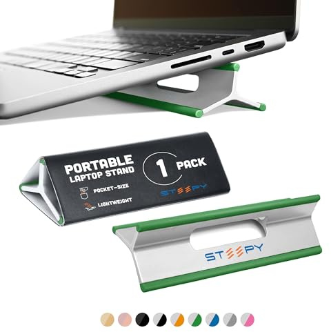Steepy Portable Laptop Stand for Desk – Adjustable Height, & Portable Laptop Holder – Ergonomic Computer Stand for Cooling & Comfort – Slip-Proof, Sturdy Design – Universal Fit for 13-17 Inch Devices