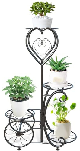 4 Etagen Metall Pflanzenständer Innen Außen, 77 cm Ecke Blumenregal Pflanzenregal für Mehrere Pflanzen, Blumenständer Pflanzentreppe für Outdoor-Balkon Garten Wohnzimmer