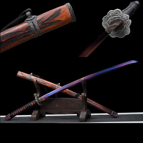 KWXPW Sekiro Undead Cut Katana,scharfes Samuraischwert mit Manganstahlklinge und natürlicher Mahagonischeide,105cm Handgefertigte Schwerter für Geschenke,Sammeln,Kendo,Iaido,Cosplay,Dekoration