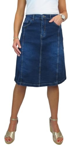 Paulo Due Falda Acampanada De Mezclilla Elástica hasta La Rodilla con Paneles para Mujer Azul Oscuro Descolorido 38-50 (40)