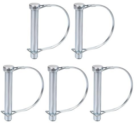 DTGN 12mm x 80mm (DxL) Wellenverriegelungsstift - 5er Pack - Gut für landwirtschaftliche Anhänger Rasen - Runder Anhängerkupplungsstift aus Kohlenstoffstahl - Silberton
