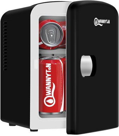 WANNYTON Mini Frigo Portable 4L, Mini Réfrigérateur Cosmétique, Mini Glacière Électrique, Fonction Froid/Chaud, avec Câble AC 220V/ DC 12V pour Voiture, Bureau, Chambre (Noir)