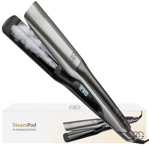 Golden Goods Piastra capelli Professionale 2 in 1 Steampod Pro Vapore potente, Piastre Larghe, 10 temperature a 230 Gradi, Cavo 2 m
