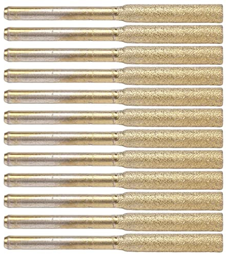 MVOSJFIE 12Pcs Burr Grinding Stone File 4.0mm Titanium Plated Sharpening Wheels Chainsaw Sharpener Stone Electric Kit