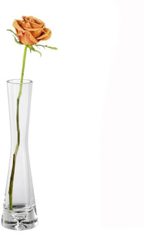 Vaso cilindrico trasparente realizzato a mano, in vetro, da 25 cm, a collo stretto, per fiori, centrotavola, festa di nozze, decorazione per casa e ufficio