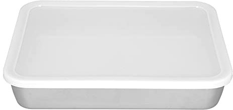 Jwthee Molde de acero inoxidable con tapa, paquete de 2 moldes rectangulares para tartas, moldes para tartas, moldes profundos para hornear, juego de 2 para pasteles, lasaña, brownie, galletas (21,5