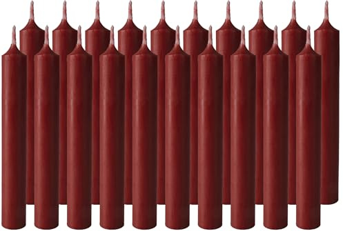 BRUBAKER 20er Pack Geburtstagskerzen Dunkelrot 9,5 cm | Kleine Spitzkerzen für Geburtstag, Magie, Rituale oder Partydekoration - Dekokerzen mit 1,25 cm Durchmesser - Stabkerzen