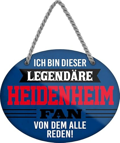 schilderkreis24 – Blechschild Lustiger Spruch Deko Artikel Sport Verein Geschenkidee Männer Club Fußball Fan 18x14 cm (Ich bin dieser legendäre Heidenheim Fan)