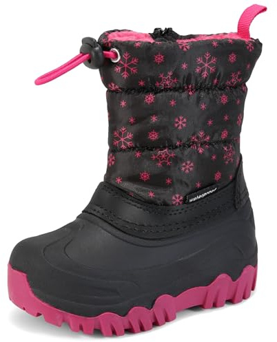 Apawwa Chaussures d'hiver pour enfants Bottes d'hiver extérieures Garçons Bottes de neige doublées chaudes Filles HD481 Color Fuchsia Size 27