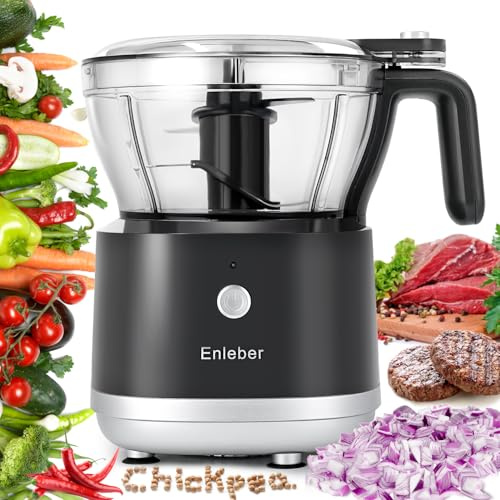 Enleber Mini Food Processor Electric Food Processors & Vegetable Chopper Electric Fruit & Vegetable Mini Chopper 4 Stainless Steel Blades 1000ml black