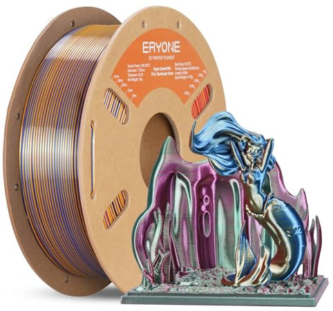 ERYONE HS Seide Vierfarbiges PLA-Filament für 3D-Drucker, 1,75 mm +/-0,03mm, Hyper Speed Coextrusion Filament PLA Shiny 1kg, Splendid Quartet (Rot & Gelb & Blau & Grün)