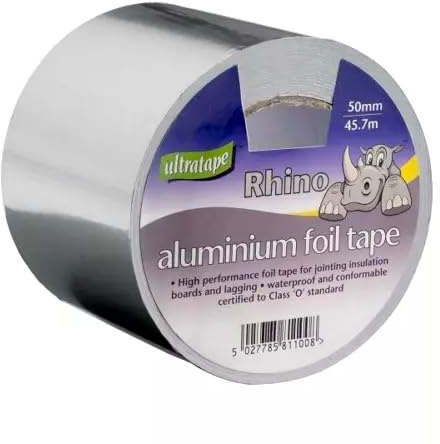 CELINO making your day Aluminium Foil Tape Rolls 50/100mm x 10/45m Silver Self Adhesive Heat Insulation (50mm x 45.7M)