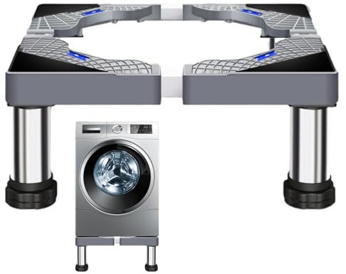 Soporte para frigorífico, soporte para lavadora, plataforma de base de lavadora, 4 patas fuertes para lavadora y secadora, elevador de máquina resistente, soporte para lavadora y secadora de acero