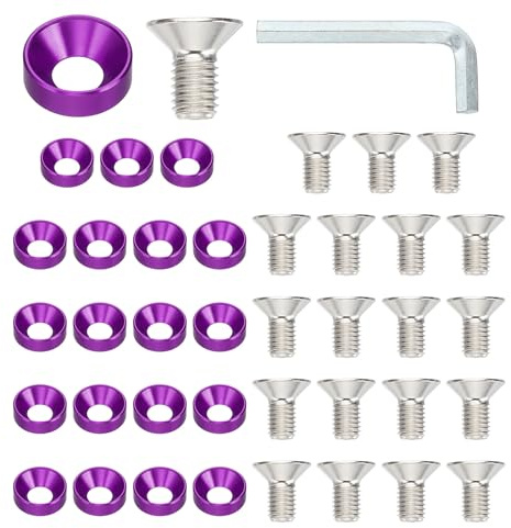 PATIKIL Kit De Arandelas Avellanadas M10, 20 Piezas De Aleación De Aluminio Para Tornillos De Cabeza Plana Para Accesorios Mecánicos Y Modelos DIY, Morado