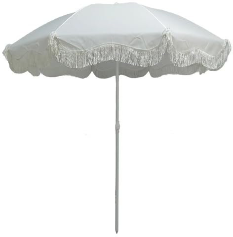 Parasol d'extérieur Boho avec Franges, 200 cm, Parasol de Jardin, Patio, avec Inclinable, Portable pour Plage Piscine, Arrière-cour, Terrasse