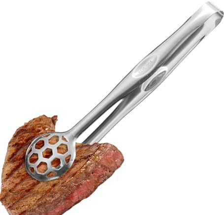 Matstång för matlagning, tång för matlagning, Salladstång i rostfritt stål, Matlagningsredskap, tungt låsklämma för biff, bröd och olika ingredienser
