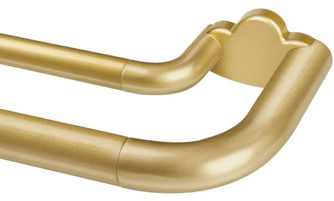 Double Curtain Rods 32 to 58 Inches, HOTOZON Blackout Double Curtain Rods for Windows 20 to 54 Inches (1.6-4.5 ft), 6/8 Inches Wrap Around Room Darkening Telescoping Drapery Rod, Gold
