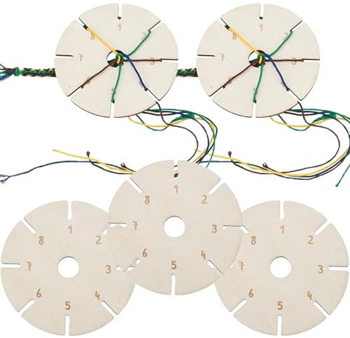 HSYTEK 5 Stück Knüpfstern Strickgabel, Knüpfstern Set, Kumihimo Flechtscheibe, Armband Strickscheibe, Makramee Board, Knüpfstern für Makramee Armbänder DIY Armbänder