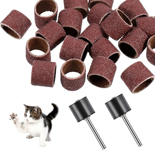 ElevateTech Nail Grinder for Dogs Replacement Kit 42 Pack Pet Nail Grinder with Sanding Drum Bands Pet Smoother Claw Care Dog Nails Trimmer Tools (1/2 Inch, 80#/120#)