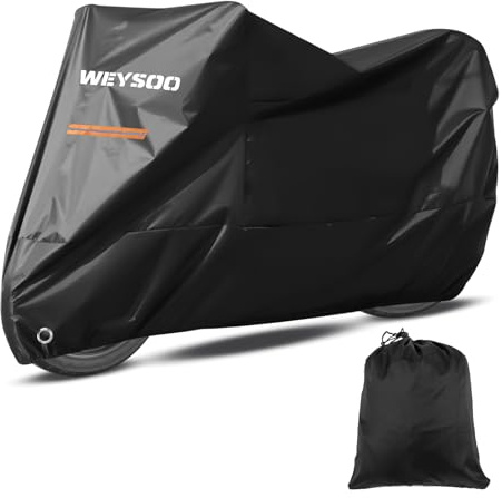 Motorrad Abdeckplane, 210D Wasserfestes UV-Beständiges Motorradgarage mit Schlossloch, Winterfest Roller Abdeckung Outdoor XXL, Motorradabdeckung für Motorroller Moped E Motorrad(245cmx105cmx125cm)