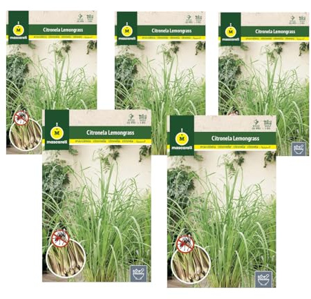 Pack Antimosquitos - Semillas de Citronela - Set 5 Sobres de Semillas Lemon Grass Repelente