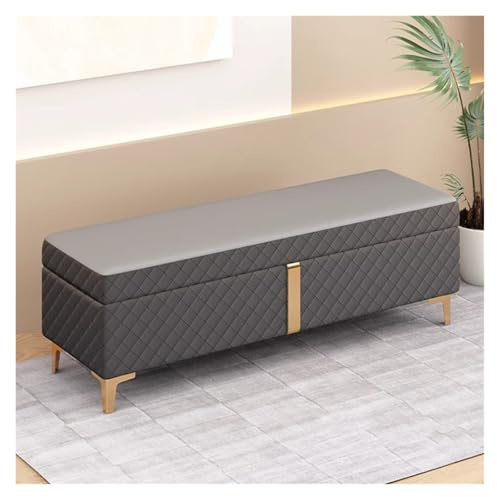 Stilvolle rechteckige Bettbank aus Kunstleder, 160 cm, perfekt für Schlafzimmer und Eingangsbereich, elegante Sitzgelegenheit und praktische Lösung, Grau