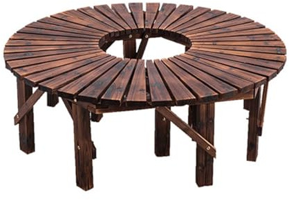Runde Baumbank aus Holz, zum Umwickeln, für Garten, Hof, Veranda, Rasen, Balkon