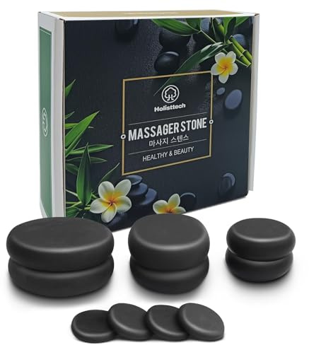 Holisttech Hot Stones Lot de 10 pierres de massage en basalte Pierres chaudes Convient pour spa, massage, relaxation
