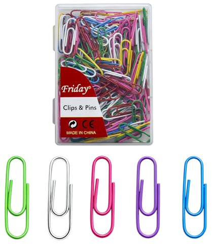 150pcs Trombones Colorés,Trombones en Métal 28mm avec Boîte en Plastique,Plusieurs couleurs, Facile à classer,pour le Bureau, l'École et les Documents
