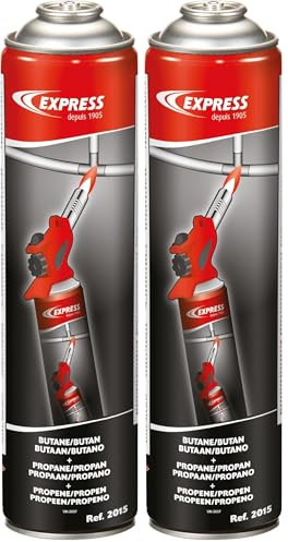 Express, 2015, Cartouche Gaz 326 g Propène (36%) + Butane + Propane pour Réf. 343, 351 et 525, Accessoire pour Fer à Souder, Lampe à Souder, Fer de Couvreur, Chalumeau d'Étanchéité, Pièces de Rechange