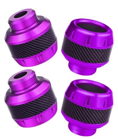 4 Stück Universal Motorrad Radschutz Crash Pad Protektoren Legierung Motocross Fallende Gabel Slider Cups(4Pcs Purple A)