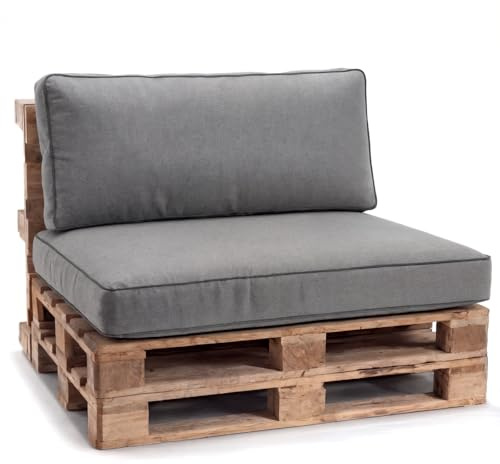Gutekissen® Palettenkissen Set für Gartenmöbel – Sitz- und Rückenkissen für Europaletten, Outdoor Auflagen für Palettensofa & Lounge PWK (Grau, Eckkissen 60x40)