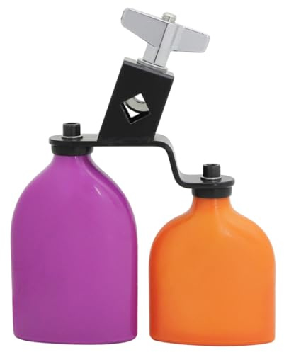 ERINGOGO Campanaccio a Blocco Doppio Medio Bicolore Arancione e Viola, Kit Percussione Batteria Toni Alti e Bassi, Strumento Musicale Portatile Adatto e Performance