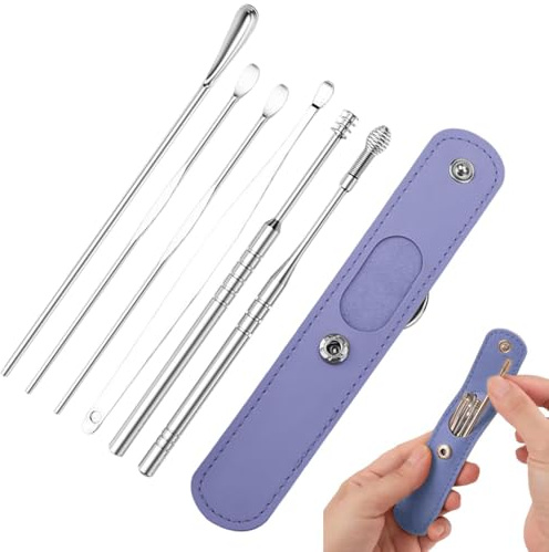 Veasbuu Kit professionale per la pulizia delle orecchie, con custodia in | poliuretano, strumento professionale per la pulizia, regalo per familiari, , adulti e bambini