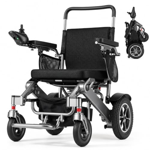 Wefree Elektrischer Rollstuhl Faltbar Leicht, 40 km Reichweite, 500 W Dual-Antrieb, 47 cm Sitzbreite, Kompakt faltbar in 3 Sek., Abnehmbarer Lithium-Akku, Belastbar bis 100KG, für Senioren