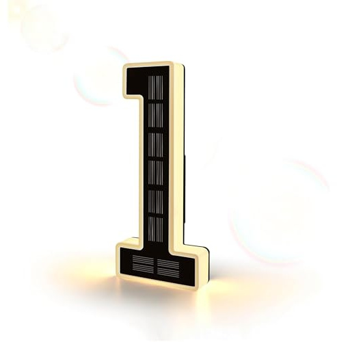 Solar House Number Sign 6.7 Inch, LED Illuminated House Numbers Plaques, Waterproof Door Numbers for Outside, Personalized Modern Door Number with Easy Installation (1-black)