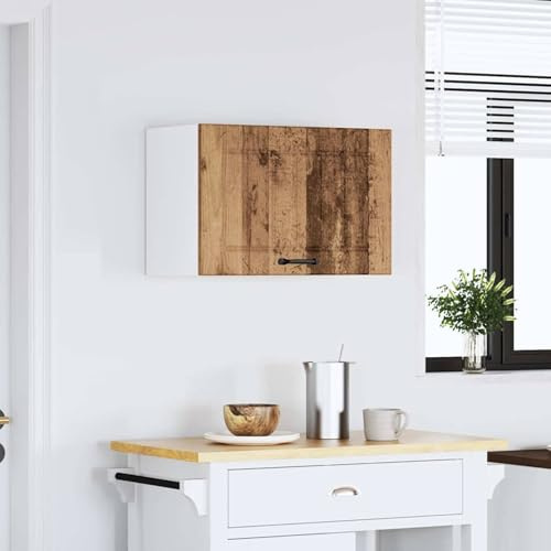 ATOMSTACK MAKER Küchen-Hängeschrank Lucca aus Holzwerkstoff in Altholzoptik (60x31x40 cm) mit Glasfront – wandmontierbar, platzsparend & langlebig für Teller, Töpfe & Deko