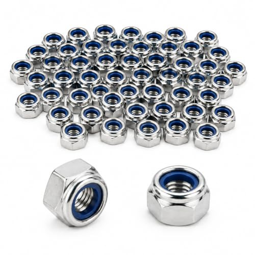 100 Piezas Tuercas de Bloqueo Automático M6 DIN 985 Acero Inoxidable | tuercas hexagonales con inserto de nylon, resistentes a la corrosión y al óxido, para montaje, reparación y bricolaje