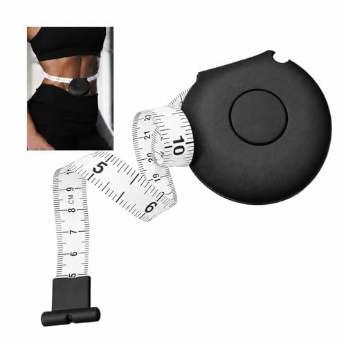 2 M Cinta métrica corporal, Cinta de Sastre Suave, Retráctil, Doble Cara en cm y pulgadas, Suave, con Botón, para Costura, Sastrería, Medición de Cintura y Altura (Negro)