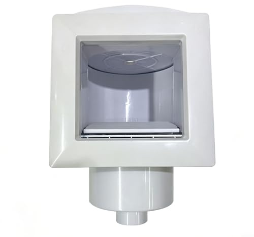 GLFLOW Skimmer flotante para piscina sobre el suelo, skimmer de piscina montado en la pared con colector de hojas flotantes y entrada de vacío para piscinas sobre el suelo y en el suelo, color blanco