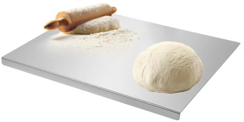 Peldris Stainless Steel Chopping Board, 40x30cm Steel Cutting Board with Lip, Stainless Steel Worktop Protector, Metal Countertop Chopping Board for Meat Vegetables Baking Pastry