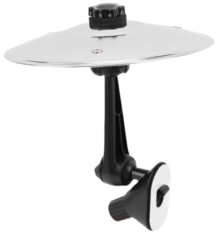 Aramox Platillo de Choque para Automóvil, Mini Platillo de Tambor de Aleación con Soporte de Ventilación Ajustable, Plata 14 X 15 Cm, Resonancia Metálica Transparente para Conductores, Bateristas,