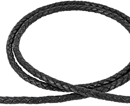 Auroris - Lederband geflochten - Durchmesser/Farbe/Länge wählbar - Variante: Ø 6mm / schwarz / 1m