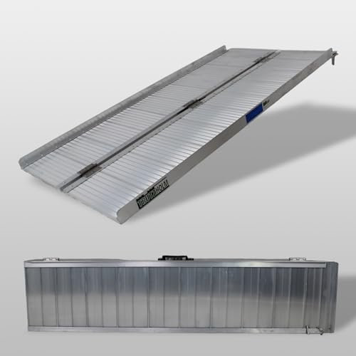 TRUTZHOLM Rollstuhlrampe klappbar 152 cm Traglast 272 kg Alu grau geriffelt Auffahrrampe
